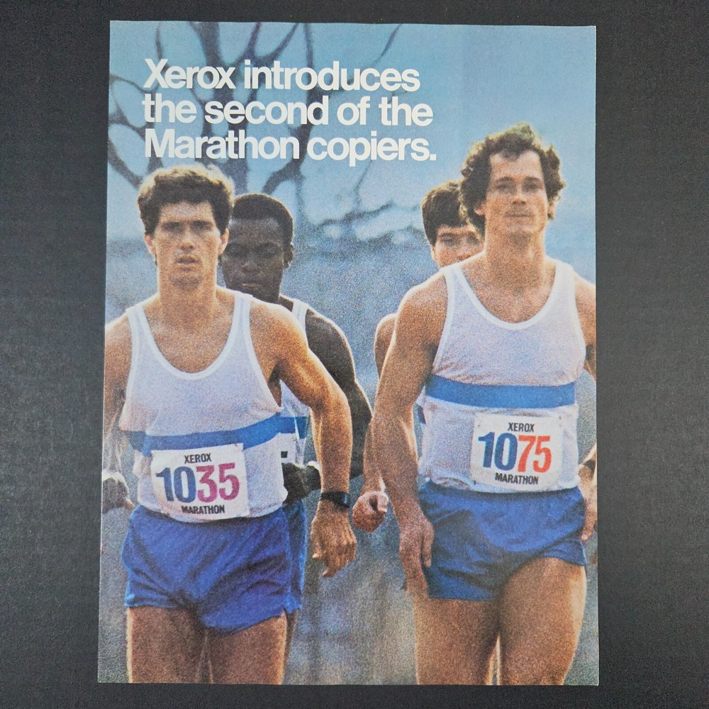 1983 Xerox Marathon Copier Vintage Print Ad Running Men Office Business Machine‎